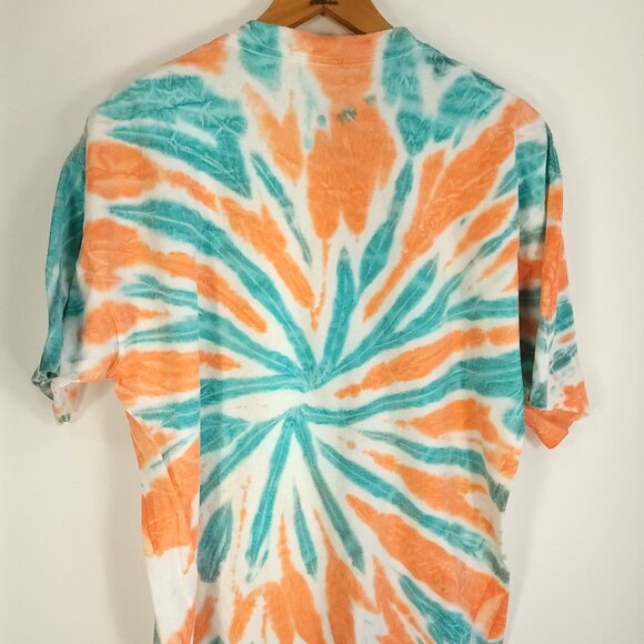 Vtg Miami Dolphins Graphic T-Shirt Men's XL Orange Aqua Tie Dye Sport Attack - Picture 7 of 10